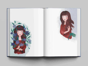 ilustracja dziewczynki z kwiatami